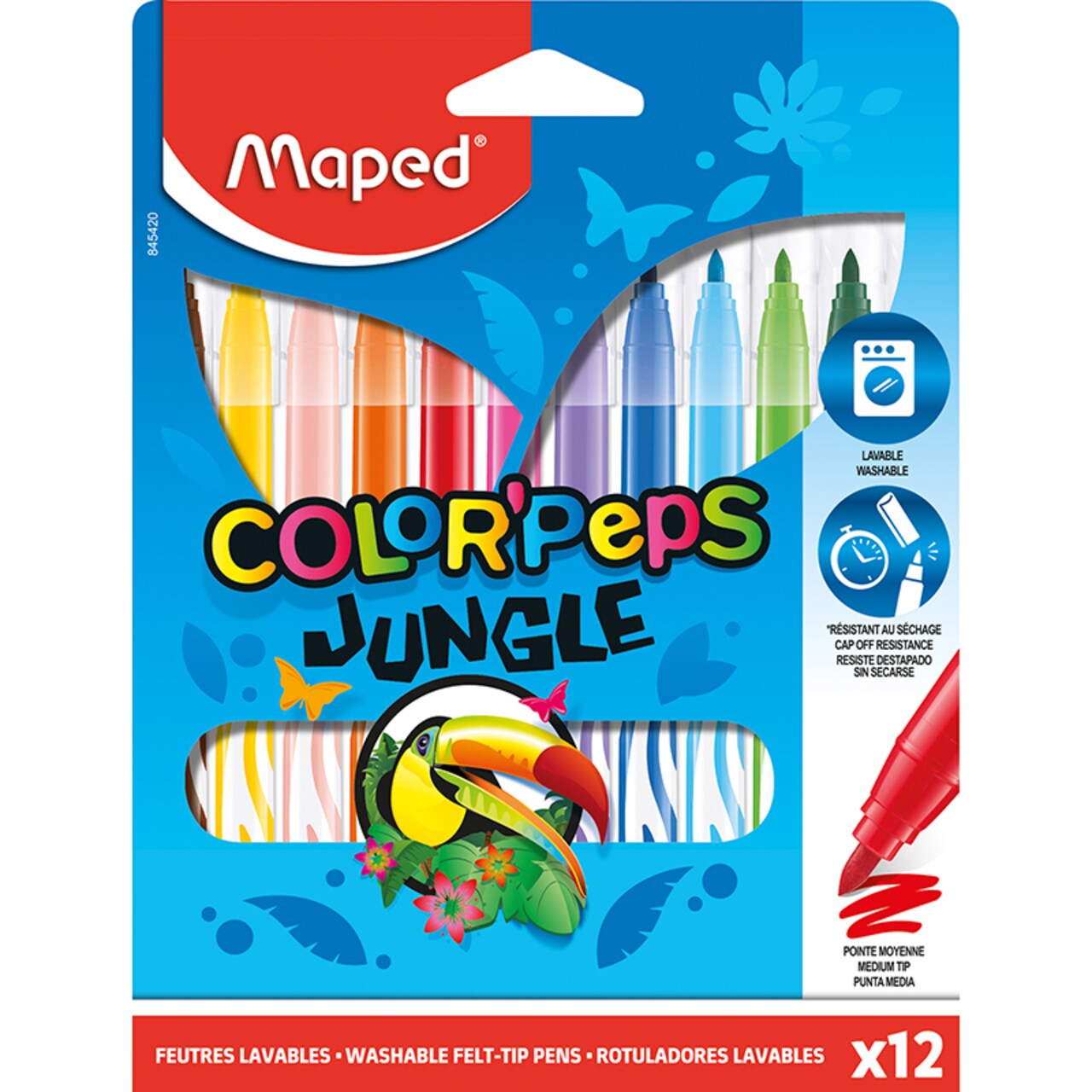 Color&#x27;peps Jungle Fine Tip Ultrawashable Markers, Pack Of 12